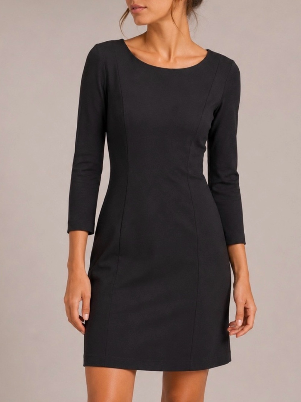 J. Crew black 3/4 long sleeve shift dress with vertical seams